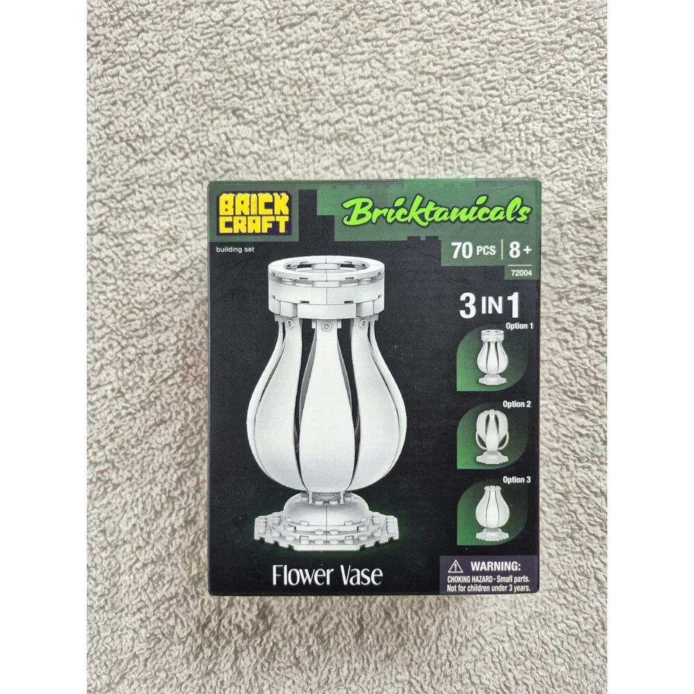 Brick Craft Bricktanicals 3 in 1 Flower Vase Building Set 70 Pieces #72004...